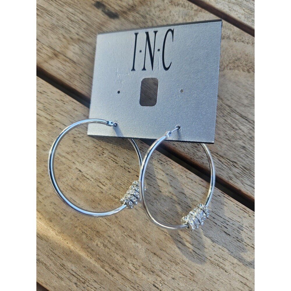 INC Rhinstone Hoop Earrings NWT